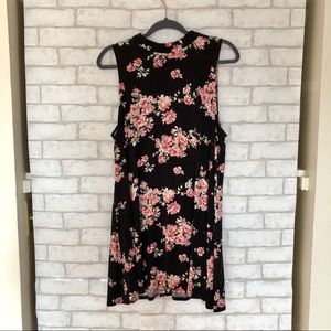 BLACK FLORAL HIGH NECK DRESS
